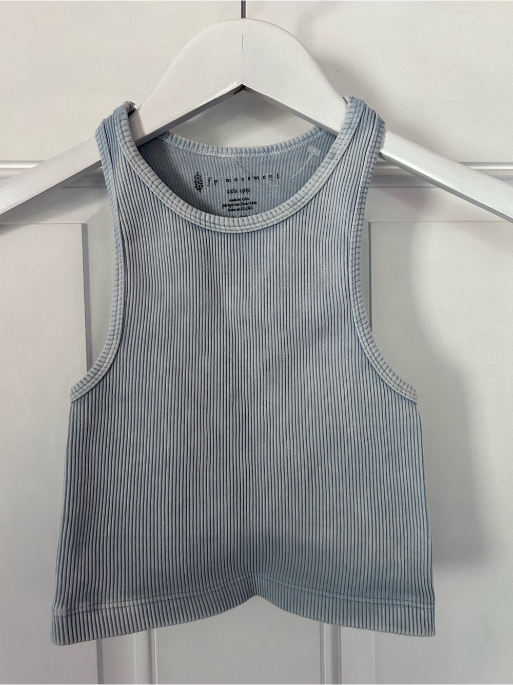 Free People Ribbed Crop Tank - Pale Blue